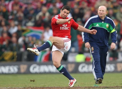 Rob Kearney attempts a penalty for the Lions in 2009.