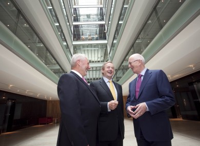 (L-R) David Dempsey, Enda Kenny and Barry O'Leary at Salesforce.com's new office complex at No. 1 Central Park in Dublin.