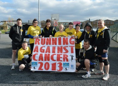 Ken Campbell standing far right with some of the Running Against Cancer group.