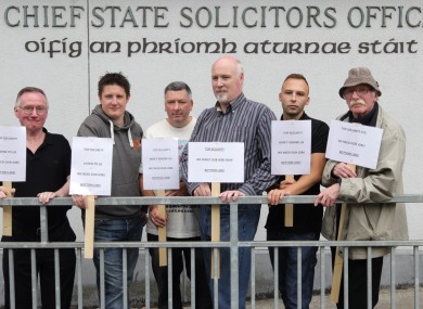 The security workers protest outside Chief State Solicitor's Office.