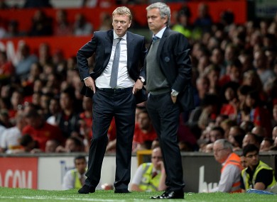 Moyes and Mourinho on the touchline.