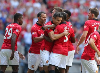 Van Persie celebrates his first goal.