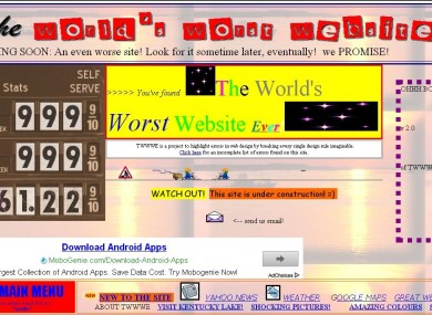 Screengrab of the 'World's Worst Website'