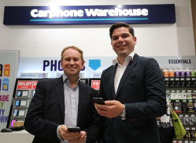 Peter Scott, MD Carphone Warehouse Ireland and Tim Hannon, General Manager Computers, Harvey Norman Trading (Ireland) Ltd at the announcement.