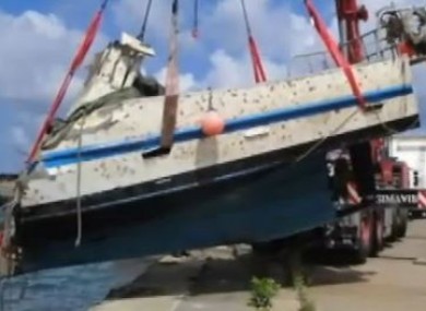 The fishing boat Les Marquises after the crash in 2011.