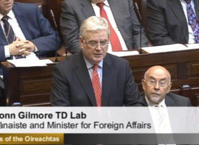 Tánaiste Eamon Gilmore speaking in the Dáil this morning