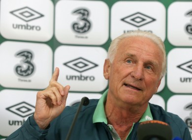 Ireland manager Giovanni Trapattoni at the press conference today.