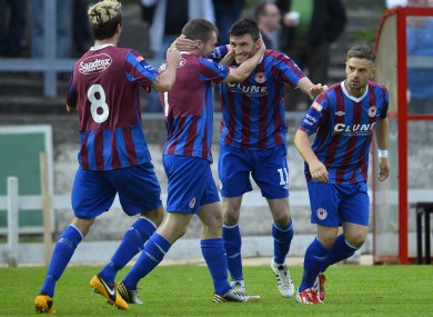 St Pats goalscorer Killian Brennan celebrates.