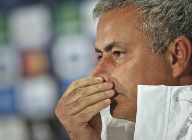 Chelsea's manager Jose Mourinho during a press conference in Bucharest today.