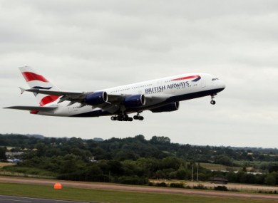 The British Airways Airbus A380 which will fly over Dublin tomorrow.