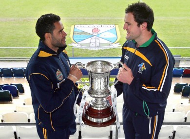 Australia captain Daniel Wells and Ireland captain Michael Murphy in Kingspan Breffni Park, venue for tomorrow's first test.