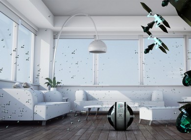 Computer-generated impression of how the mini-robot cleaners would 'attack' a room.