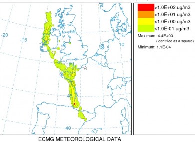 Spread of Mercaptan gas in January 2013.