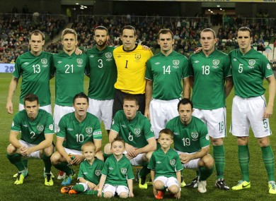 The Irish team pictured ahead of their game with Kazakhstan last night.